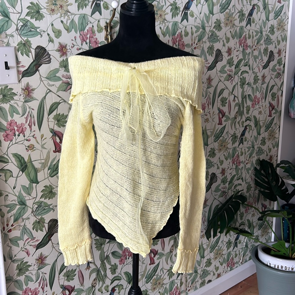 Kimchi Blue Off-Shoulder Yellow Sweater - Picture 2 of 3
